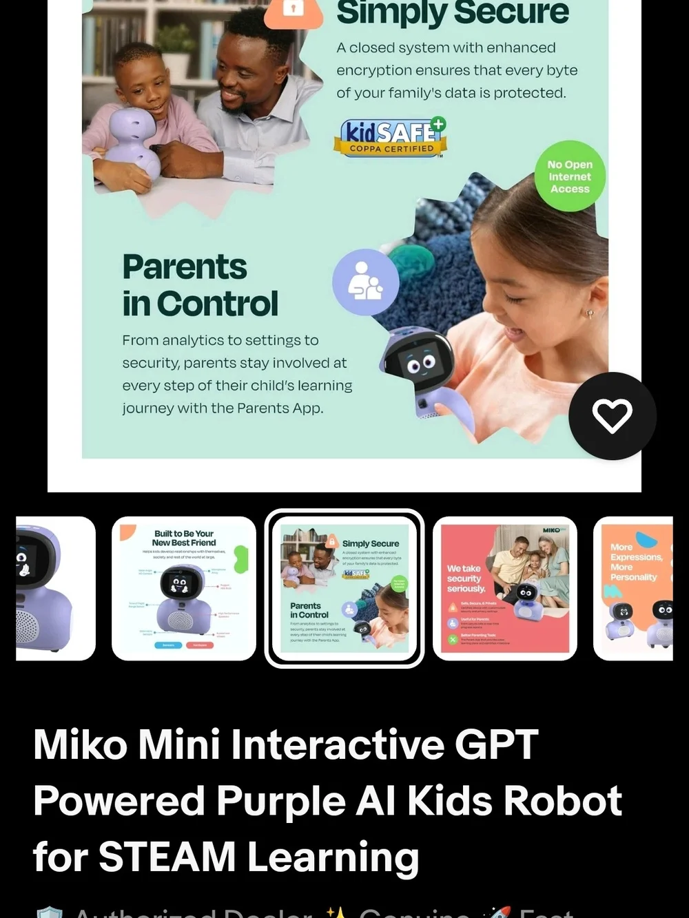 Miko Mini+ AI Powered Kid-Safe Robot